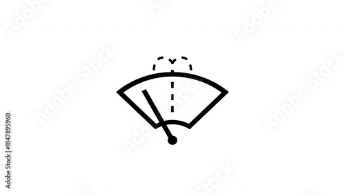 Animation icon simple black and white windshield wiper symbol illustrates car safety with minimalistic motion design features.