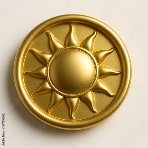 golden medal sun shape button