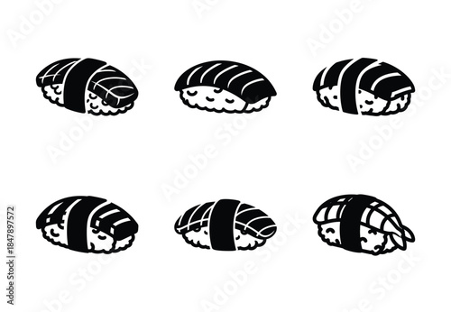 set of food nigiri sushi silhouette icon vector illustration isolated on white background