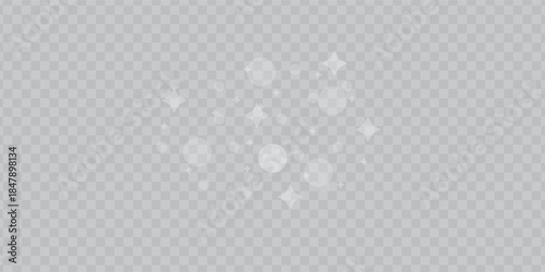 White png dust light. Bokeh light lights effect background. Christmas background of shining dust Christmas glowing light bokeh confetti and spark overlay texture for your design.