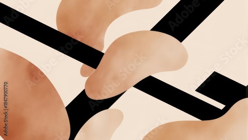 Abstract Organic Shapes and Bold Lines Minimalist Background.