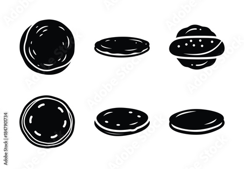 set of food roti silhouette icon vector illustration isolated on white background