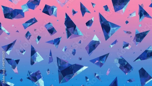 Abstract Geometric Shapes Floating on a Gradient Background.