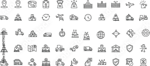 Black and white shopping icons featuring carts, bags, payments, delivery, and mobile tools for retail and e-commerce platforms.