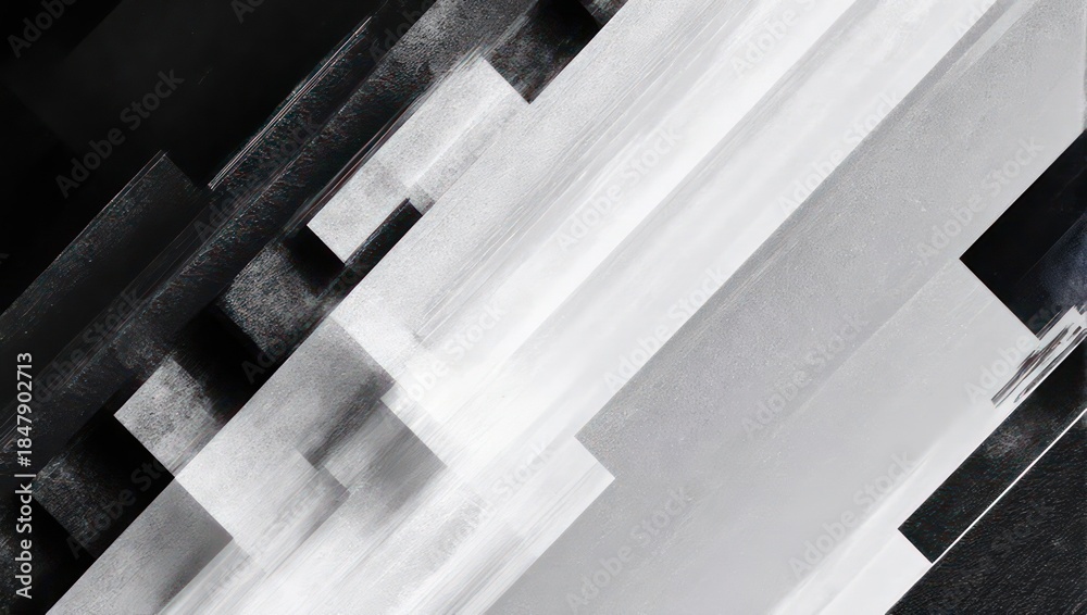 Obraz premium Dynamic abstract composition with bold black and white blocks.