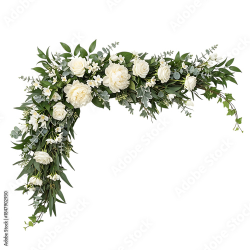White Roses Peonies and Greenery Floral Arrangement white flowers wedding decor