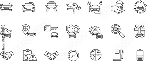Comprehensive Emergency Rescue and Public Safety Line Icon Set Featuring Medical Ambulances,