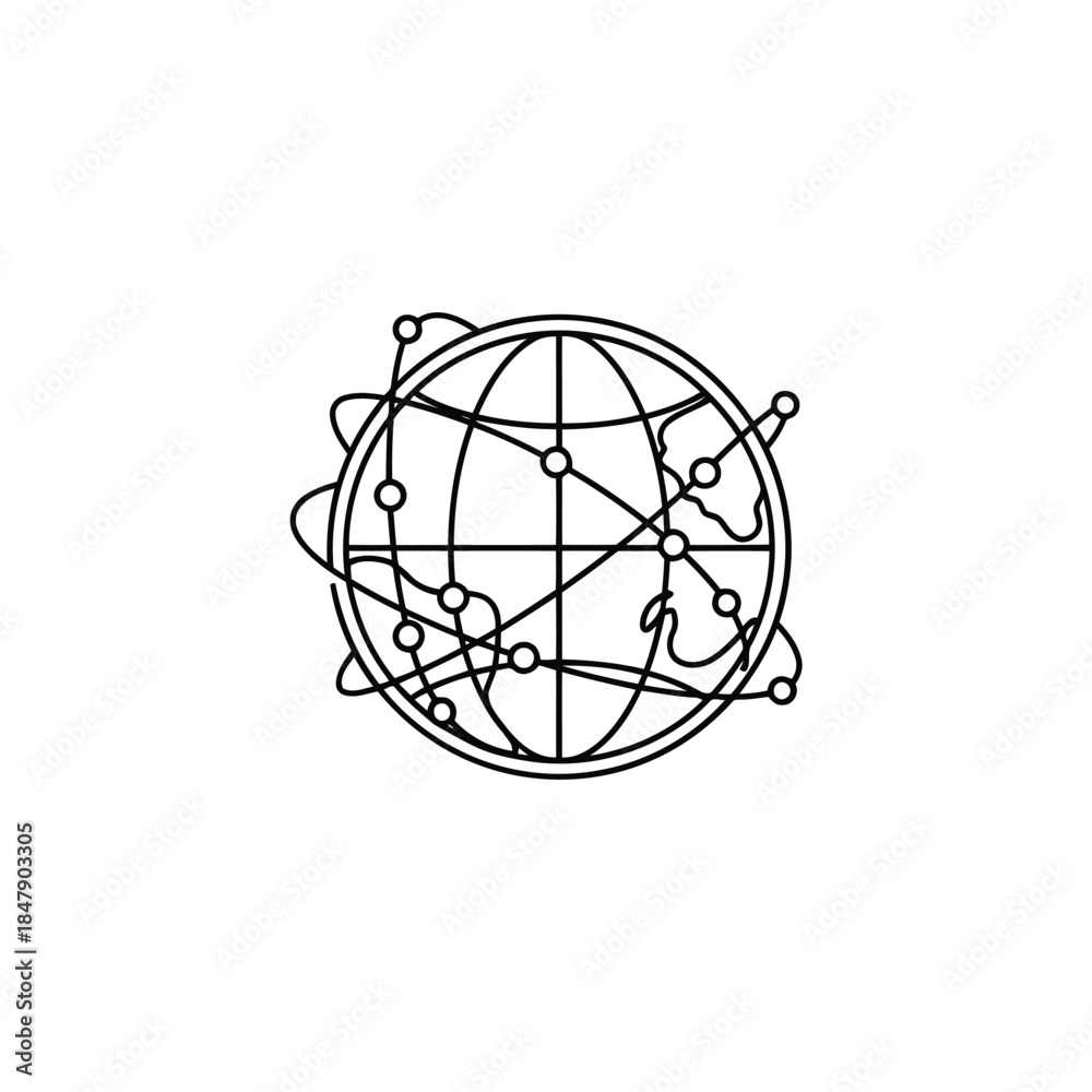 Obraz premium Global network illustration depicting international connections and technological advancements around the world