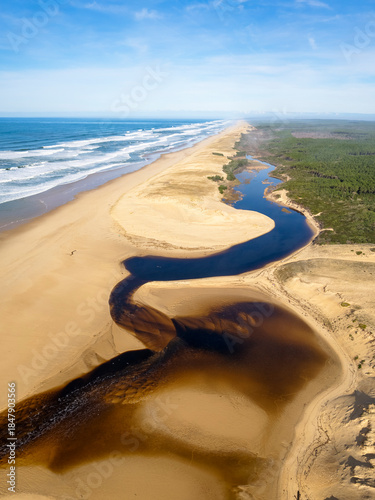 Vue aérienne du Courant d'Huchet