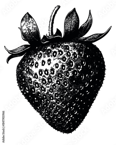 Vintage strawberry illustration hand drawn sketch