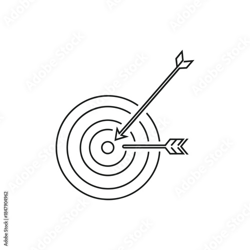 An arrow hitting the center of a target with precision and accuracy from a straightforward viewpoint