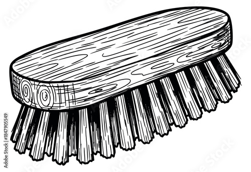 Hand drawn wooden brush illustration