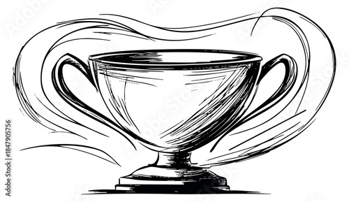 Trophy cup hand drawn sketch