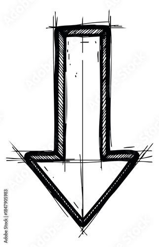 Hand drawn arrow icon with sketch lines