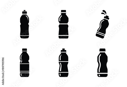 set of food sports drink silhouette icon vector illustration isolated on white background