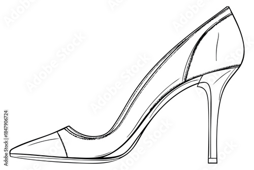 High heel shoe outline illustration