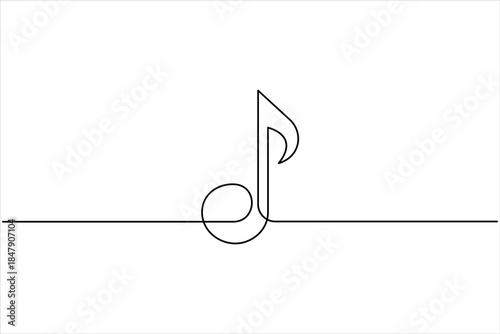  Music note continuous one line art drawing of vector style, line art musical symbol illustration
