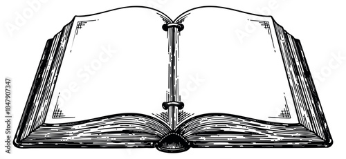 Vintage open book illustration hand drawn sketch