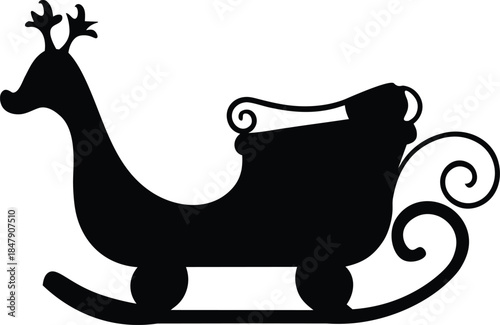 Reindeer shape christmas sleigh silhouette