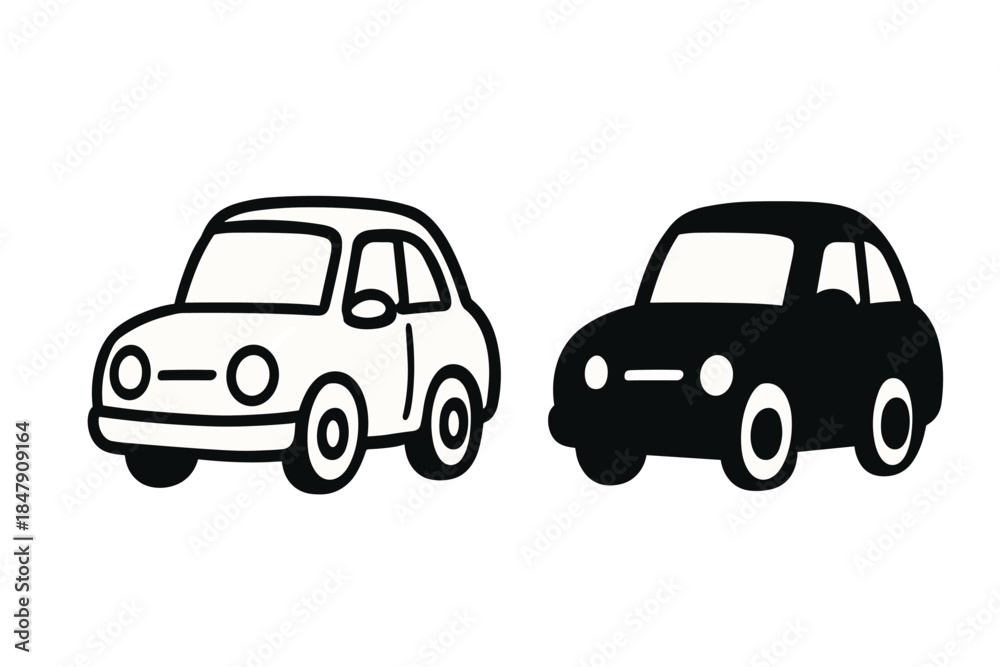 Fototapeta premium Minimalist black and white car illustrations with simple design