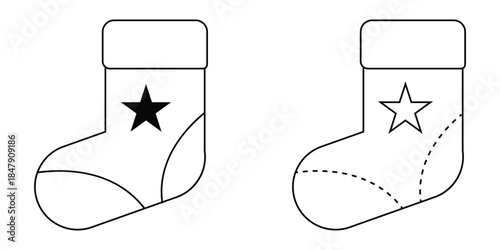 Christmas stocking line icon collection, holiday and christmas sock icon set, vector graphics, editable stroke sign, eps 10