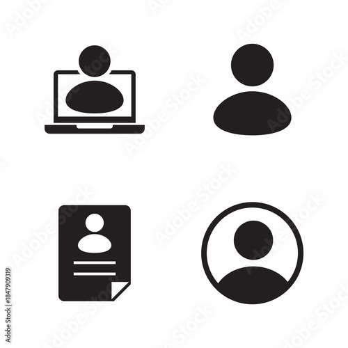 Set of solid digital online identity and cv icons