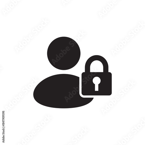 Solid private locked user account security icon