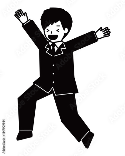 大喜びで跳ねる男の子