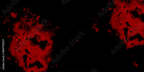 Vintage grunge pattern for design and decoration space for text. Distressed red grunge texture on a dark background, vector. Blood spill on black background.