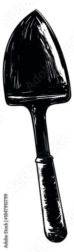 Vintage garden trowel illustration hand drawn sketch