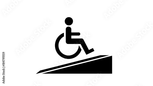 Wheelchair user on ramp symbol representing accessibility needs