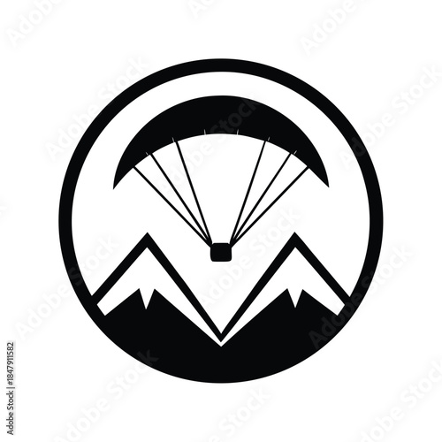 paragliding mountain landscape view icon