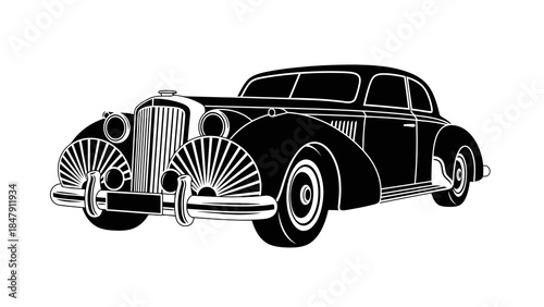 Classic vintage automobile illustration, elegant retro car design