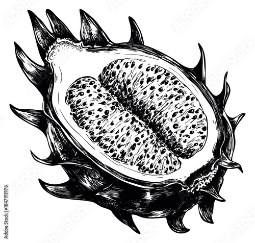 Hand drawn kiwano fruit illustration