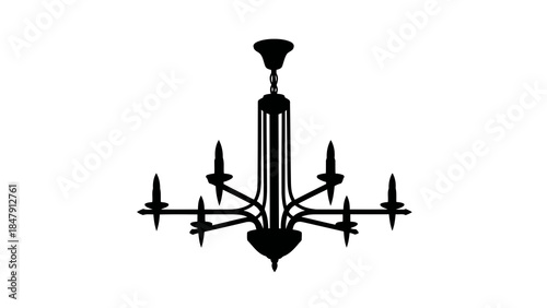 Classic elegant silhouette of an antique chandelier, vintage lamp