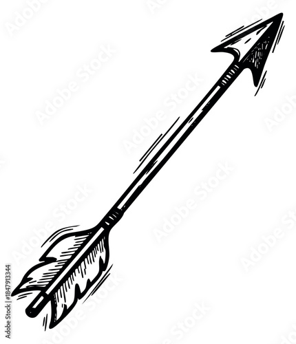 Arrow icon hand drawn outline illustration