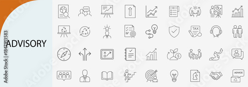 advisory icon set, minimal line vector design pack