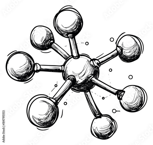 Hand drawn molecular structure illustration