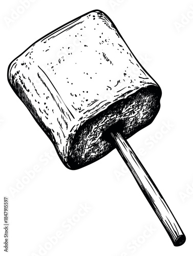 Hand drawn marshmallow on stick sketch