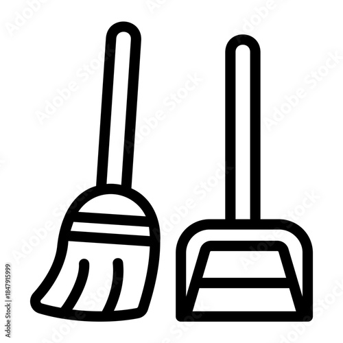 vroom and dustpan Line Icon