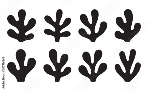 Minimal black organic shapes collection representing fluid and natural abstract forms