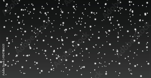 Falling snow texture overlay on black background, white snowflakes pattern for winter holiday design, abstract blizzard and frost effect for christmas greeting card or night sky star wallpaper