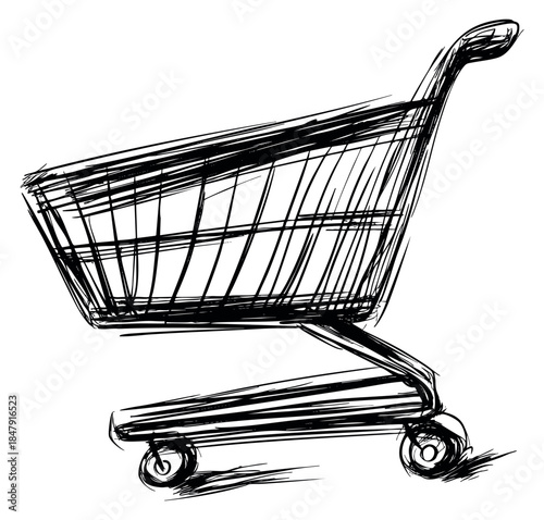 Hand drawn shopping cart sketch