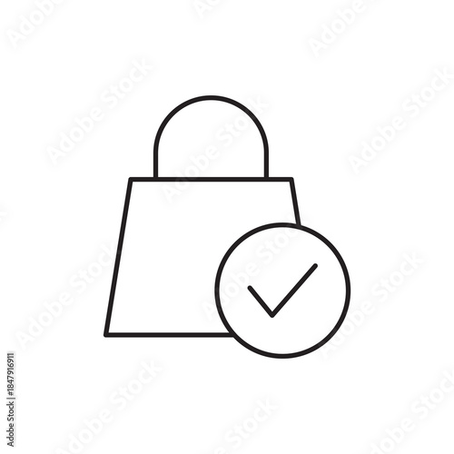Success shopping bag with check mark verified icon