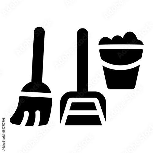 cleaning tools set Solid icon