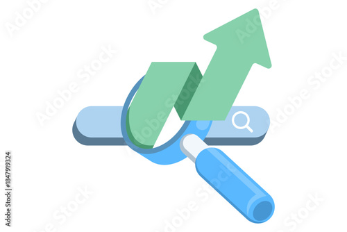 Organic search growth and SEO success concept. Vector illustration for website traffic increase, keyword ranking improvement, and digital marketing performance.