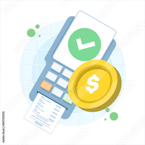 Payment approved icon concept. Vector illustration for successful transaction, verified payment, financial confirmation, and fintech approval symbol.