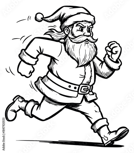 Vintage santa claus character running illustration