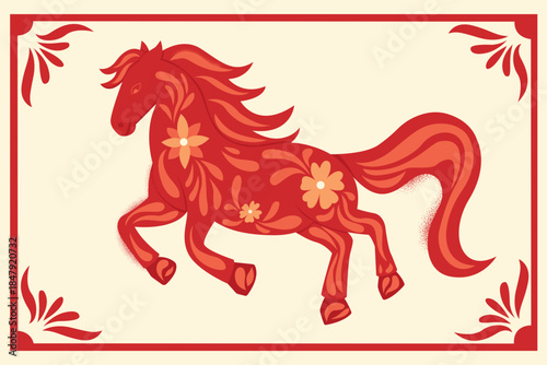 year of the horse 2026 chinese decoration design zodiac china asia