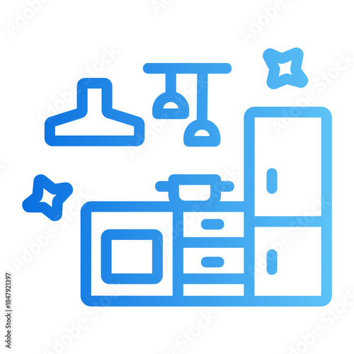 tidy kitchen Line Gradient Icon